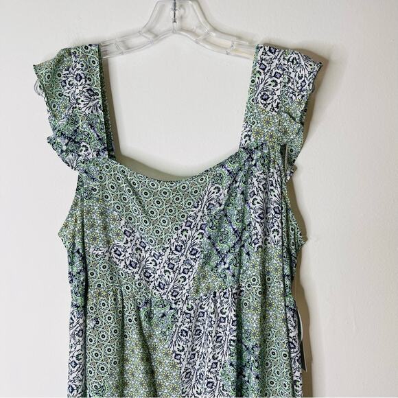 NEW Emma & Michele green blue white floral cottagecore boho midi dress XL - Picture 2 of 9